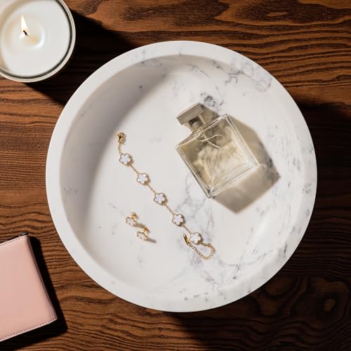 Marble Decorative Bowl with Acacia Wood Pedestal