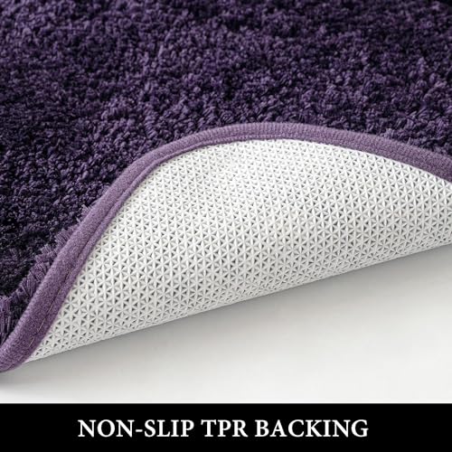 Dark Purple Bathroom Runner Rugs Soft Microfiber Bath Mat 16x48 Inch