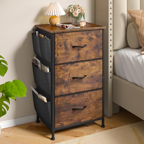 Night Stand Set of 2 with 3 Drawers for Bedroom (2 Count)