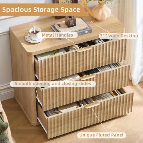 31.5" Wide Fluted Nightstand for Large Spaces