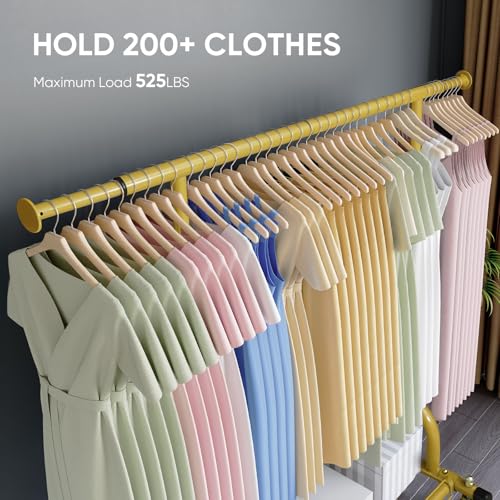Clothing Rack Gold Clothes Rack Heavy Duty Garment Rack for Hanging Clothes 525LBS Commercial Clothing Racks with Wheels for Bedroom - Bel Marant
