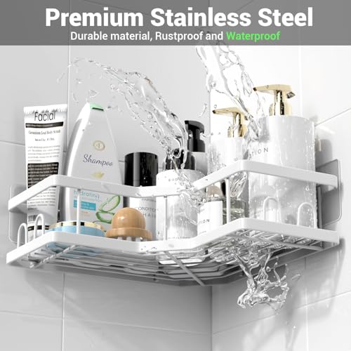 Corner Shower Caddy Bathroom Organizer Adhesive Shower Rack Bathtub Shelves