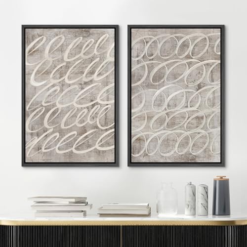 Framed Canvas Print Wall Art Vintage Mid (2 Count)