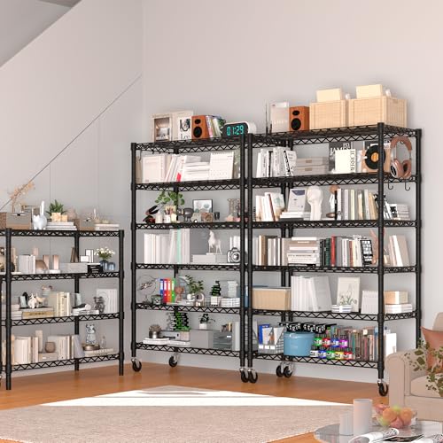 6 Tier 36" W X 18" D X 78" H Wire Shelving with Wheels 1500lbs (4 Count)