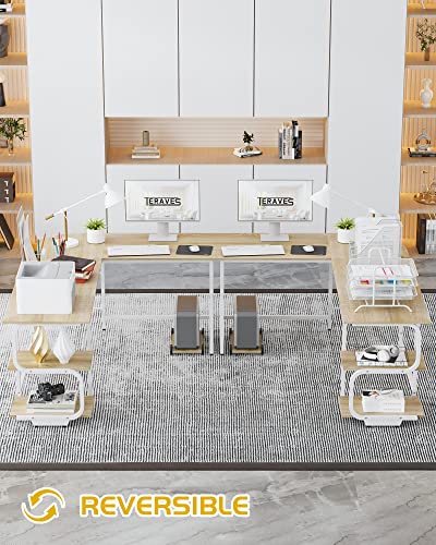 Reversible L Shaped Desk with Shelves