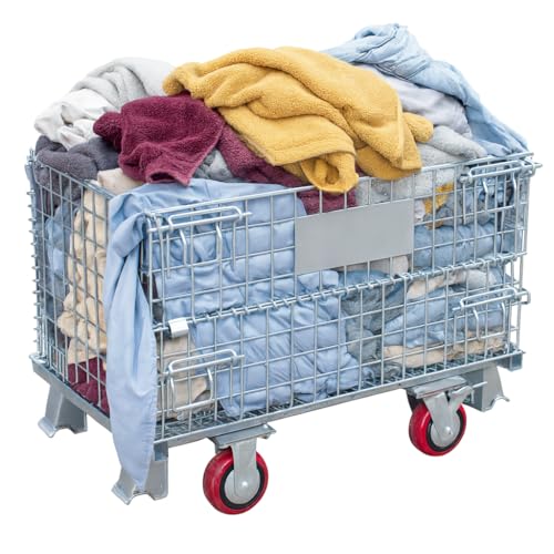 50 Gallon Folding Wire Laundry Cart with Wheels