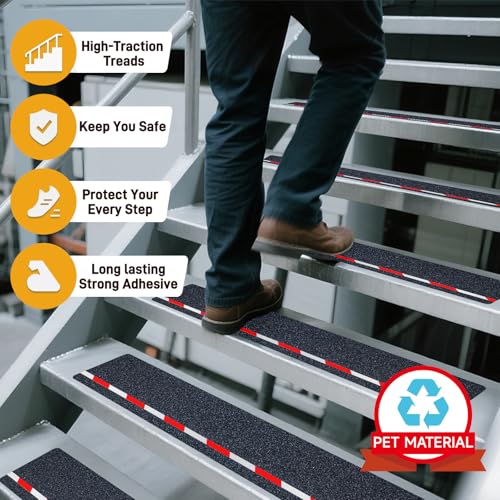 LifeGrip Reflective Anti Slip Stair Treads 6"x28" 10 (10 Count)
