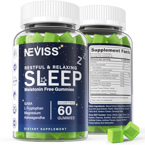 Melatonin Free Sleep Aid Gummies for Adults (60 Count)