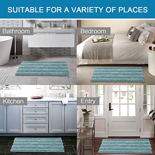 Bathroom Rugs Bath Rugs for Bathroom Non Slip Bath Mats Extra Thick Chenille Striped Rug 17" x 24" Absorbent Soft Shaggy Washable Dry Fast Bath Mats for Bath Room Floor