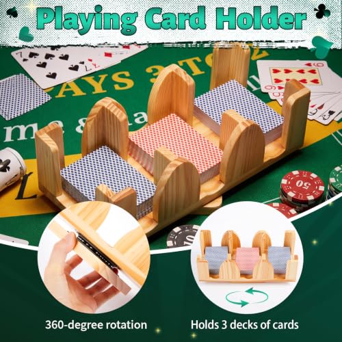Upgraded 9 Decks Wood Playing Card Holder 360° Rotating