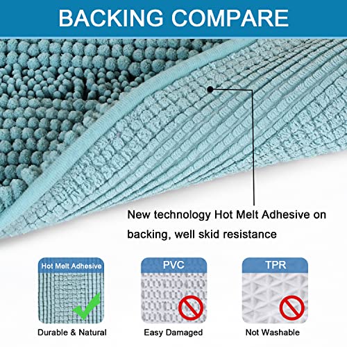Bathroom Rugs Bath Mats Sets Super Absorbent Chenille Striped Bath Mats Non Skid Machine Wash Dry Rugs for Bathroom Floor Set of 2