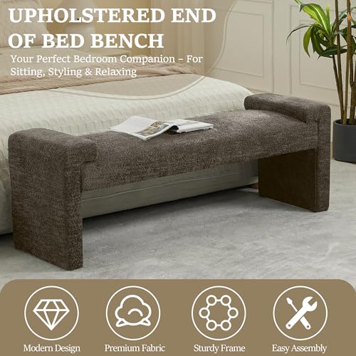 58.7" End of Bed Bench Upholstered Modern Bedroom Bench for Living Room & Entryway