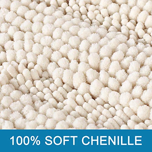Bath Rugs for Bathroom Non Slip Bath Mats Extra Thick Chenille Striped Bath Rug Runners 47" x 17" Absorbent Fluffy Soft Shaggy Mats Dry Fast Plush Area Carpet for Bath Room
