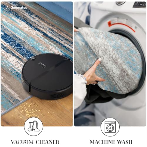 Washable Abstract 5x7 Area Rug for Living Room Non Slip Bedroom Rug