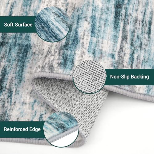 Modern Runners for Hallways 2x12 Washable Rug Runner Blue