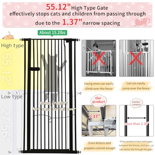 Extra Tall Cat Gate 55.12" High 26.18" (17 Count)