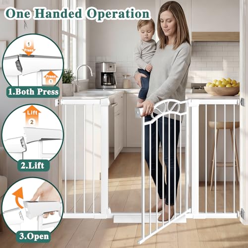65.4" 68.1" Extra Wide Press Mounted Baby Gate Indoor for Kids Or Pets Walk Thru No Drill Long Dog Gates for The House Doorway Child Safety Gate