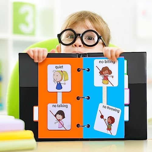 246 Pcs Communication Book Small Tools for Visual Schedule Picture Cards Include 3 Ring Binder Dividers 100 Adhesive Labels 5 Card Dividers for Kids ADHD