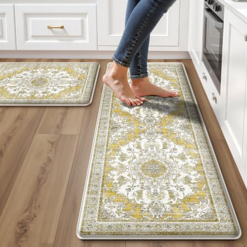 Boho Kitchen Mats for Floor 2PC Anti Fatigue Kitchen Rugs (2 Count)
