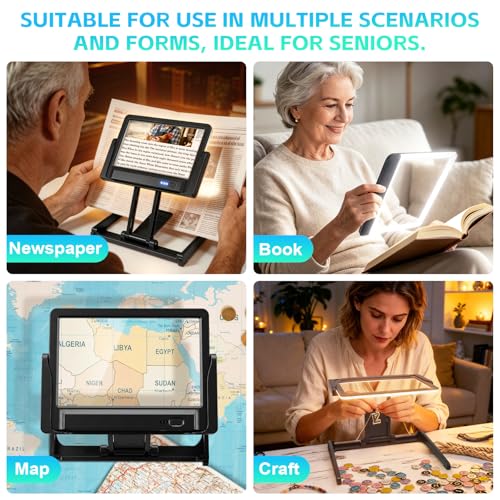 6X Large Magnifying Glass for Reading Full Page Magnifier for Reading 7.8in