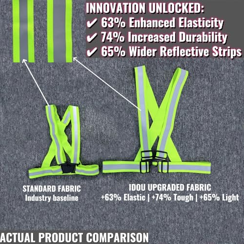 8pc Heavy Duty 2'' Hi Vis Safety Straps Reflective Running Vest M