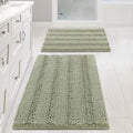 Bathroom Rug Sets 2 Piece Bath Mats Non Slip Thick Soft Chenille Striped Bath Rug achine Washable Shower Floor Rugs for Tub (7.27 Sq Ft)