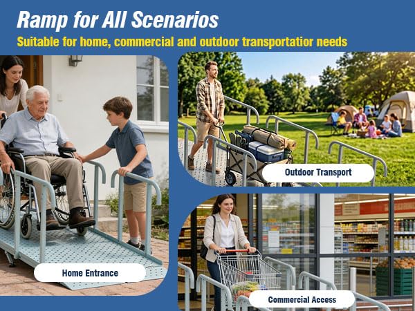10'L x 36" W Portable Wheelchair Ramp with Handrails