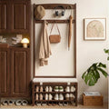 Solid Oak Hall Tree with Bench and Shoe Storage