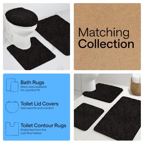 Chenille Bath Rug Mat for Square Toilet Base