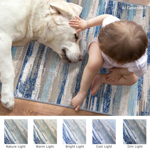 Washable Abstract 5x7 Area Rug for Living Room Non Slip Bedroom Rug