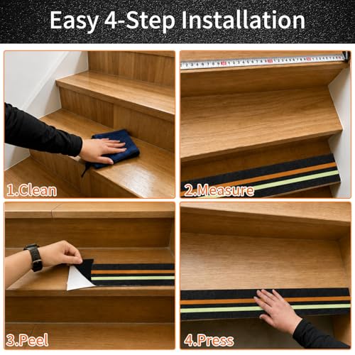 15 Pack Glow in the Dark & Reflective Non Slip Grip Strips
