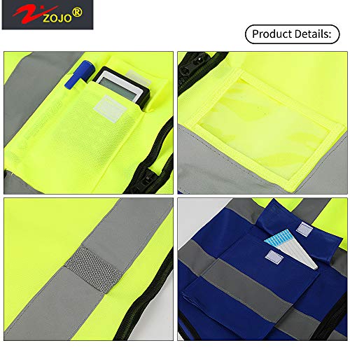 High Visibility Reflective Safety Vest with Multi Pockets 10 Pack Bulk (10 Count)