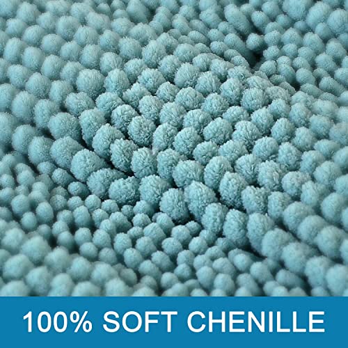 Bathroom Rugs Bath Rugs for Bathroom Non Slip Bath Mats Extra Thick Chenille Striped Rug 17" x 24" Absorbent Soft Shaggy Washable Dry Fast Bath Mats for Bath Room Floor
