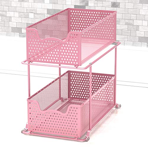 2 Tier Sliding Cabinet Basket Organizer Drawer (2 Count)