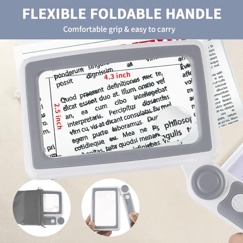5X 10X 45X Rechargeable Magnifying Glass for Reading
