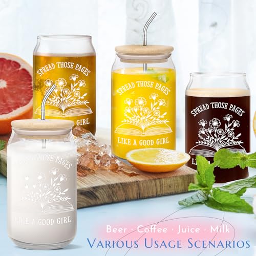 Book Lovers Gifts for Readers Teacher Gift 16oz Glass Cup