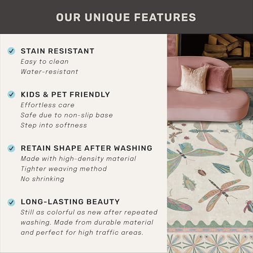 5x7 Pink and Green Nursery Rug (35 Sq Ft)