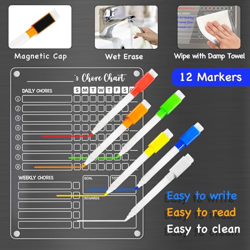 Acrylic Magnetic Chore Chart for Kids (3 Count)