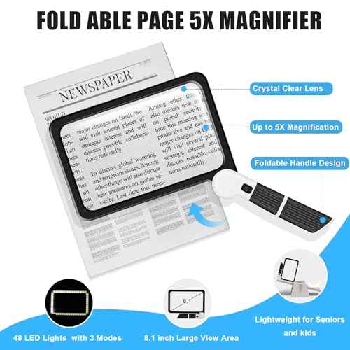 5X Handheld Magnifier for Page Reading