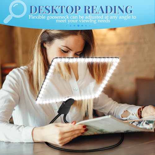 10x Large Neck Magnifying Glass for Reading with Light