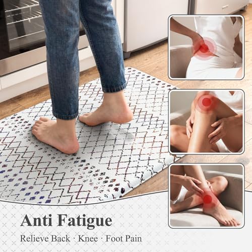 Kitchen Mats 2PC Cushioned Anti Fatigue Boho Kitchen Rugs Home Decor (2 Count)
