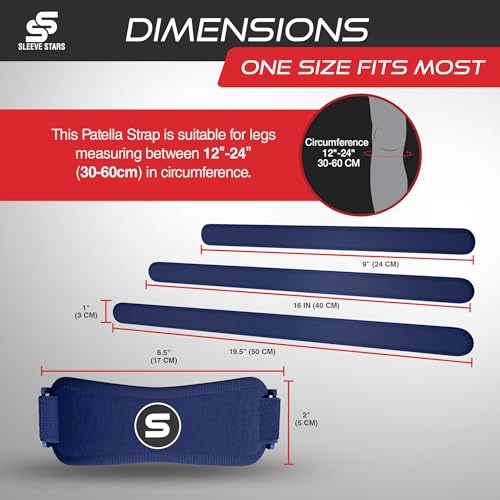 Sleeve Stars Swedish Brand Patellar Tendon Support Strap for Women & Men Effective Osgood Schlatter Knee Brace Youth & Kids Knee Brace with 3 Adjustable Length fits 12"