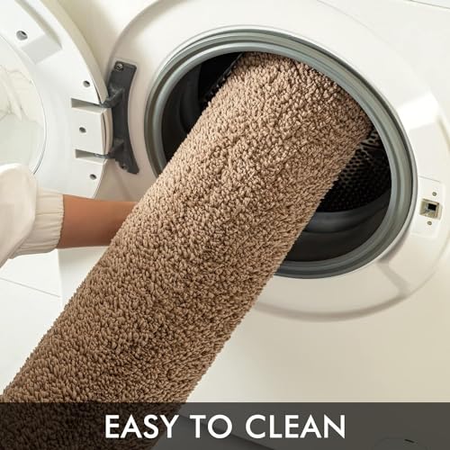 Light Brown Bathroom Runner Rugs Soft Microfiber Bath Mat 16x60 Inch (9.6 Sq Ft)