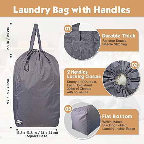 Washable Travel Laundry Bag with Handles and Drawstring (2 Count)