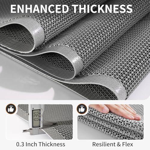 Front Door Mat Outside Entrance Drainage Doormat Grey 31"x47" (144 Sq Ft)