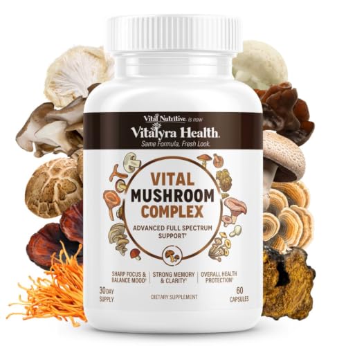 Vital 10-in-1 Mushroom Supplement Complex, Lion's Mane, Cordyceps & Reishi (60 Count)