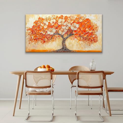 Canvas Art Wall Decor Orange Tree Abstract Wall Art For Living Room Picture Modern Landscape Abstract Art Painting Home Wall Decor 24" X 48" Bedroom Office Artwork