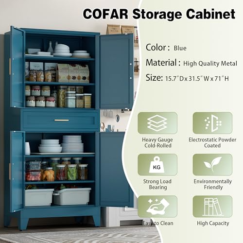 Farmhouse Storage Kitchen Pantry Cabinet with 4 Barn Door