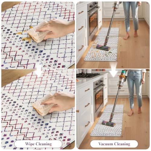 Kitchen Mats 2PC Cushioned Anti Fatigue Boho Kitchen Rugs Home Decor (2 Count)