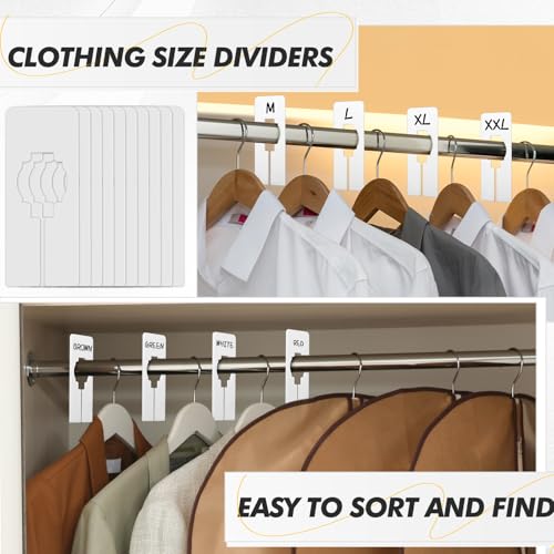 200 Pack Closet Rack Dividers Rectangular with Marker Pen White Clothing Hanger Dividers Writable and Reusable for Sorting Clothing Color Size (200 Count)